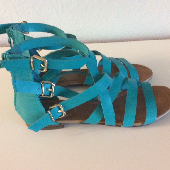 teal color sandals